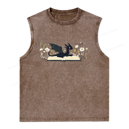 Pagewings Dragon Book Unisex Washed Tank Top