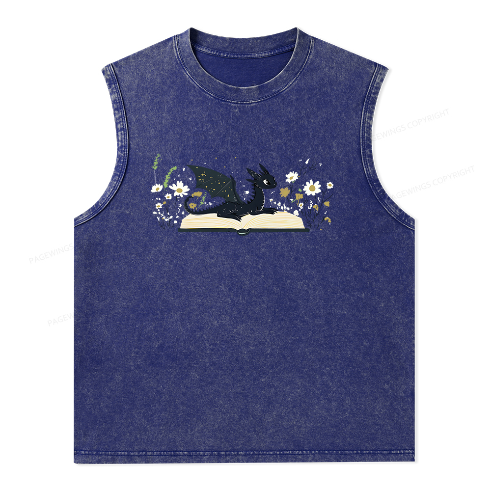 Pagewings Dragon Book Unisex Washed Tank Top