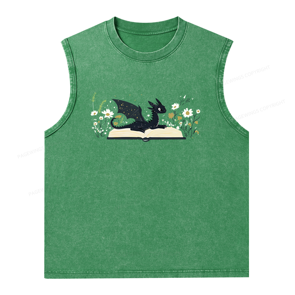 Pagewings Dragon Book Unisex Washed Tank Top