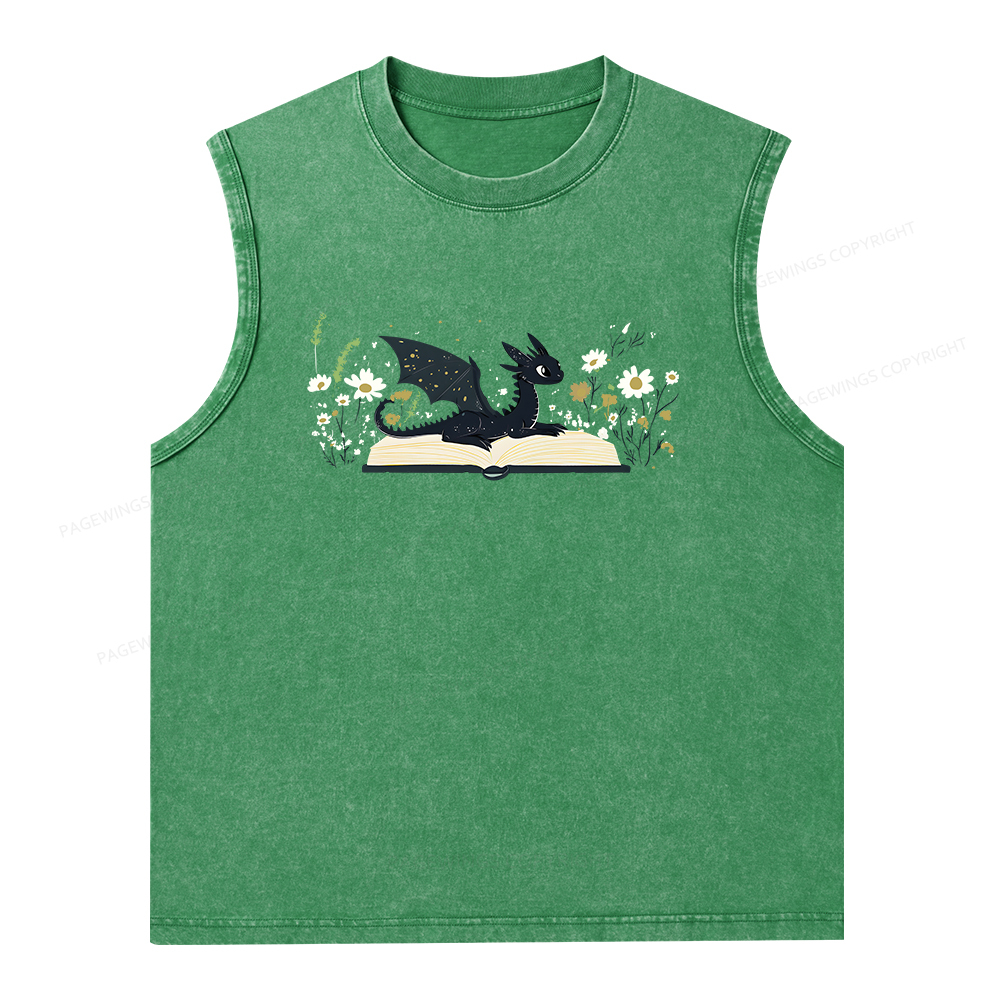 Pagewings Dragon Book Unisex Washed Tank Top