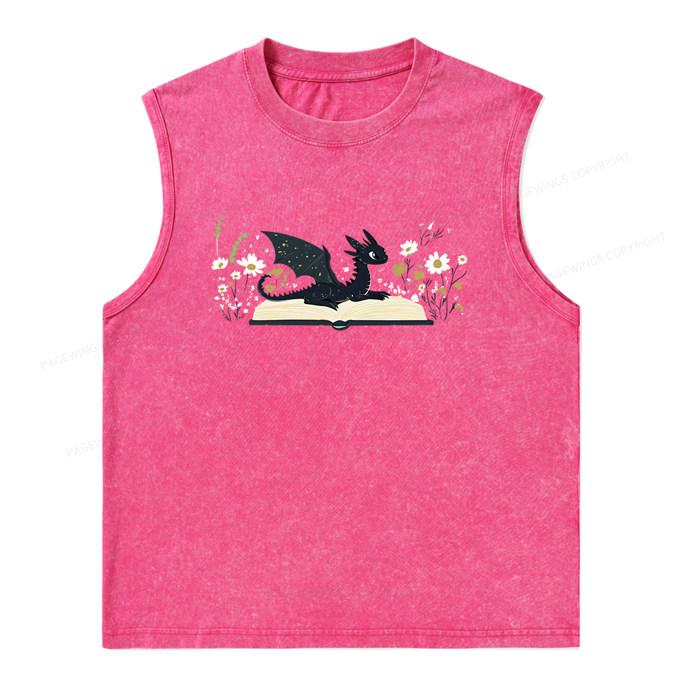 Pagewings Dragon Book Unisex Washed Tank Top