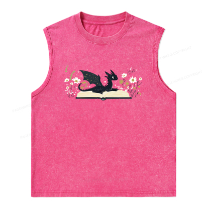 Pagewings Dragon Book Unisex Washed Tank Top