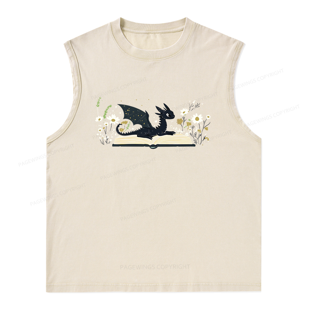 Pagewings Dragon Book Unisex Washed Tank Top