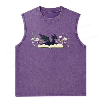 Pagewings Dragon Book Unisex Washed Tank Top