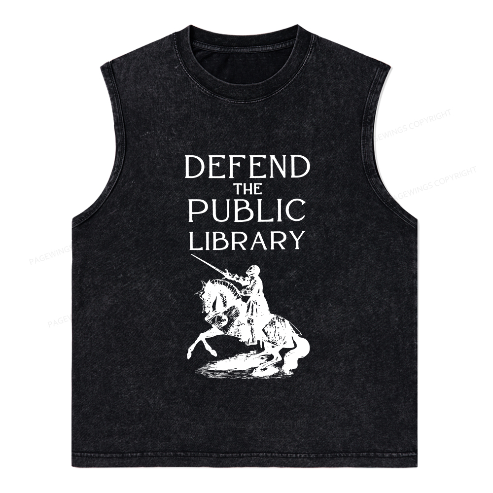 Pagewings Defend The Public Library Unisex Washed Tank Top