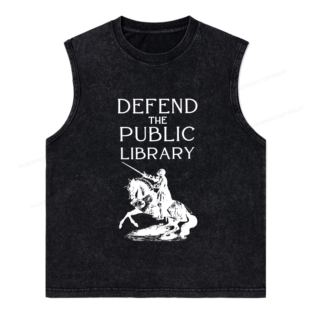 Pagewings Defend The Public Library Unisex Washed Tank Top