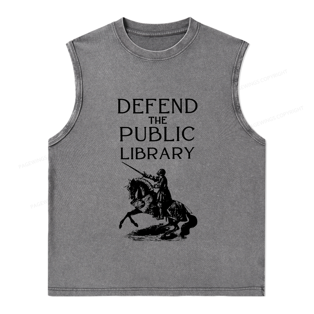 Pagewings Defend The Public Library Unisex Washed Tank Top