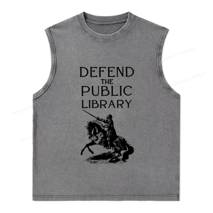 Pagewings Defend The Public Library Unisex Washed Tank Top