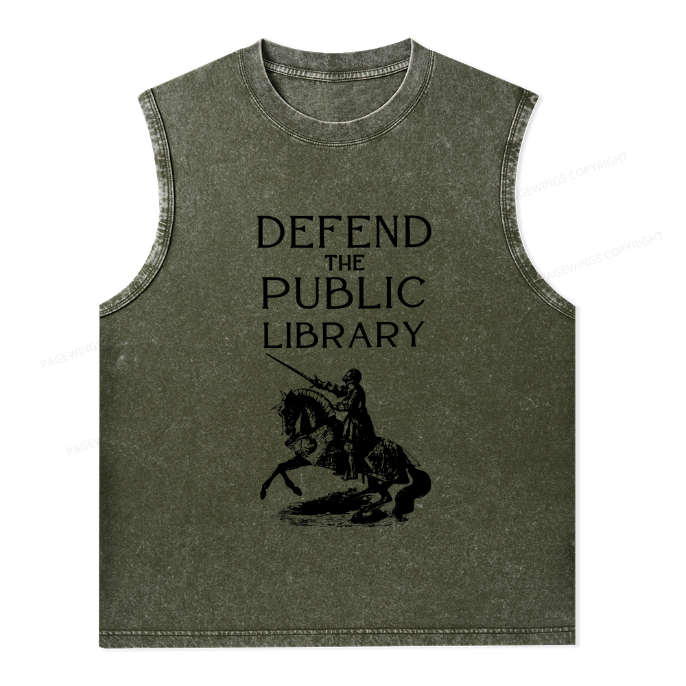 Pagewings Defend The Public Library Unisex Washed Tank Top