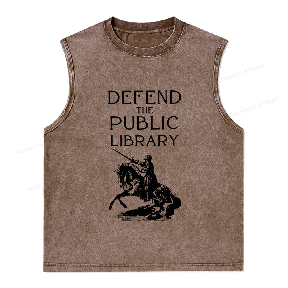 Pagewings Defend The Public Library Unisex Washed Tank Top