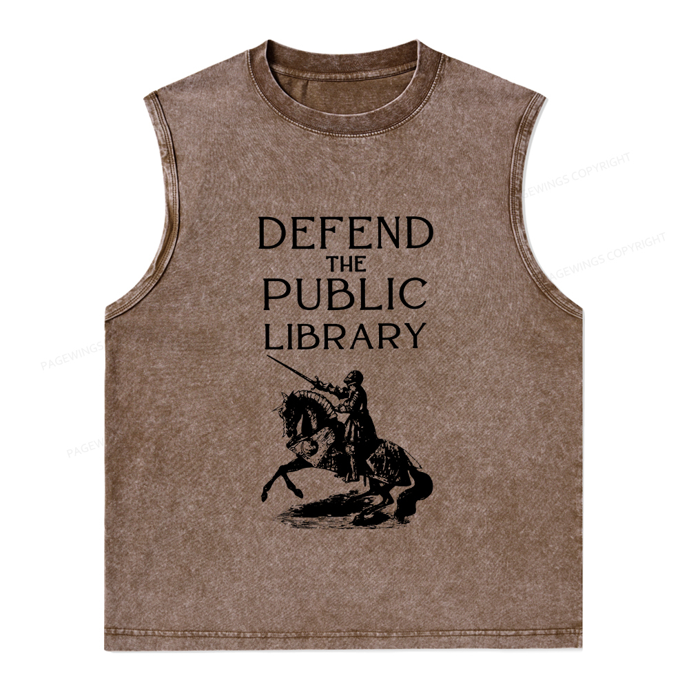 Pagewings Defend The Public Library Unisex Washed Tank Top
