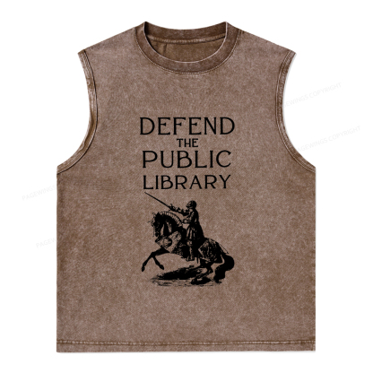 Pagewings Defend The Public Library Unisex Washed Tank Top