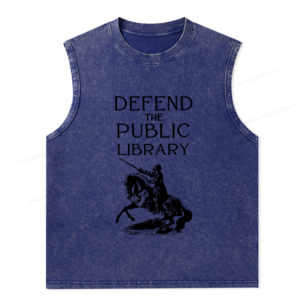 Pagewings Defend The Public Library Unisex Washed Tank Top