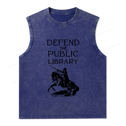 Pagewings Defend The Public Library Unisex Washed Tank Top