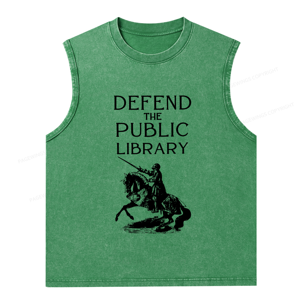 Pagewings Defend The Public Library Unisex Washed Tank Top