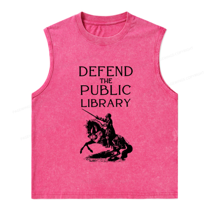 Pagewings Defend The Public Library Unisex Washed Tank Top