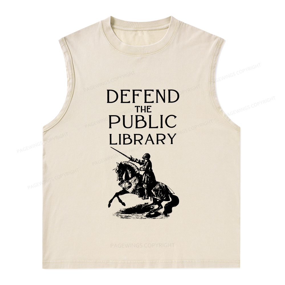 Pagewings Defend The Public Library Unisex Washed Tank Top