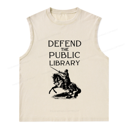 Pagewings Defend The Public Library Unisex Washed Tank Top