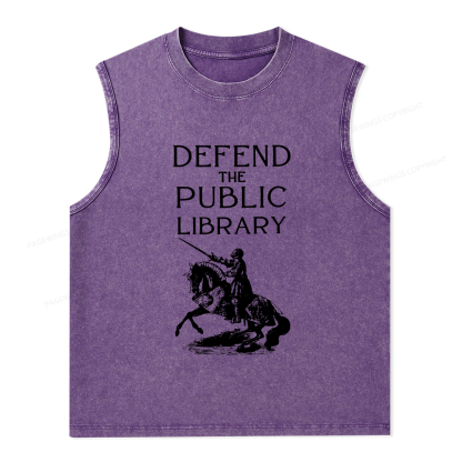 Pagewings Defend The Public Library Unisex Washed Tank Top