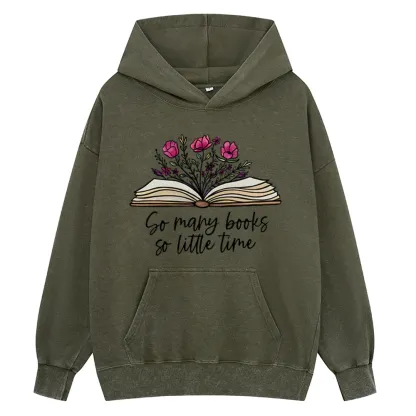 Pagewings So Many Books So Little Time Unisex Washed Hoodie