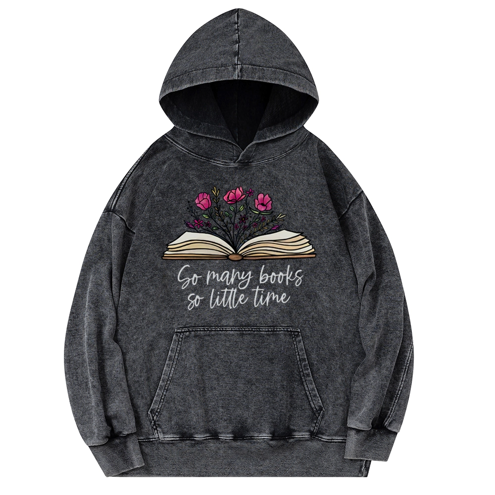 Pagewings So Many Books So Little Time Unisex Washed Hoodie