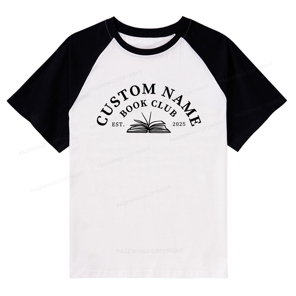 Pagewings Personalized Custom Book Club Raglan T-shirt