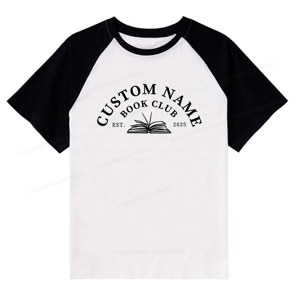Pagewings Personalized Custom Book Club Raglan T-shirt
