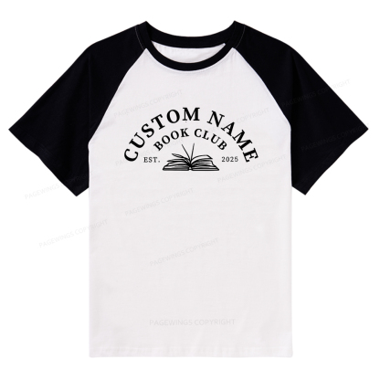 Pagewings Personalized Custom Book Club Raglan T-shirt