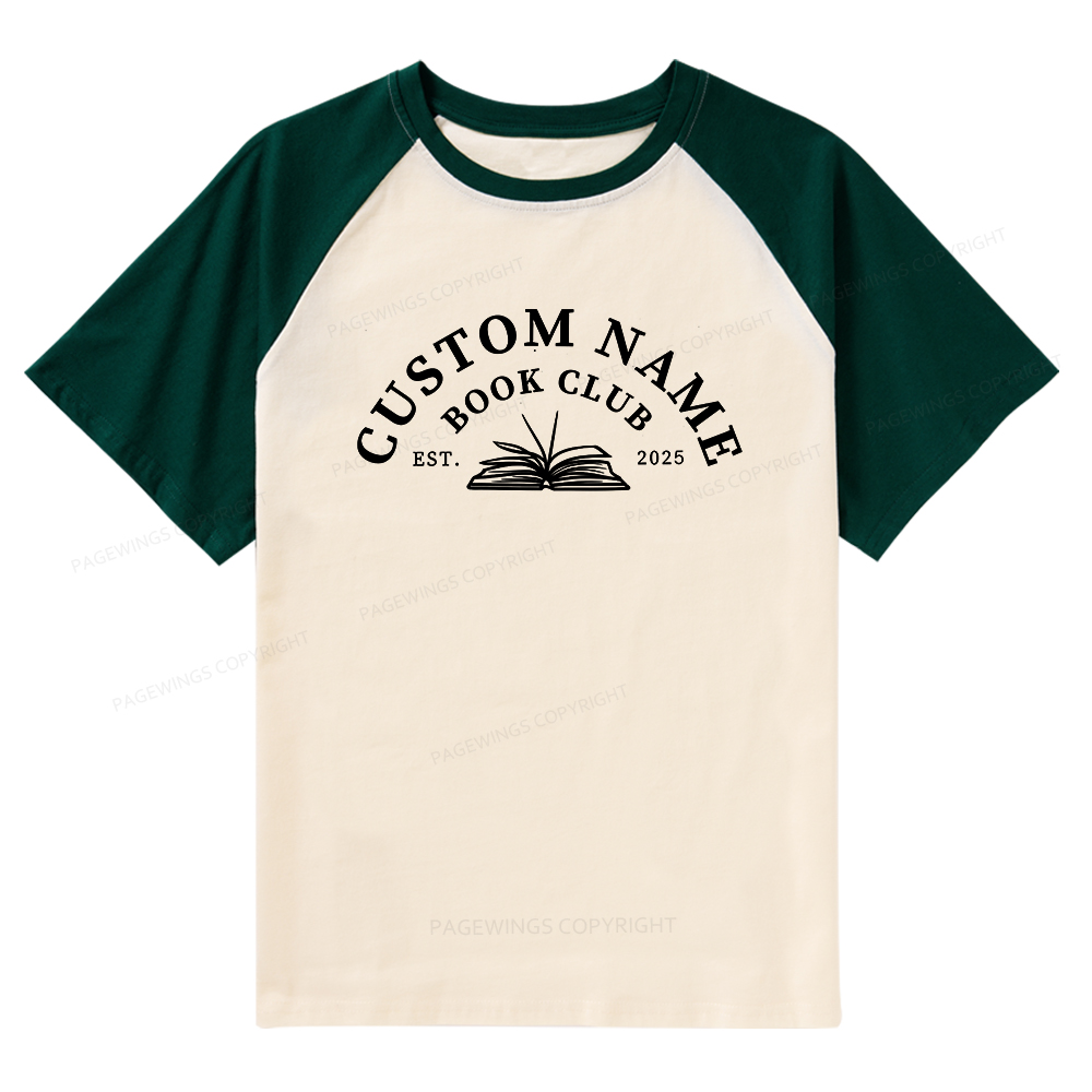 Pagewings Personalized Custom Book Club Raglan T-shirt