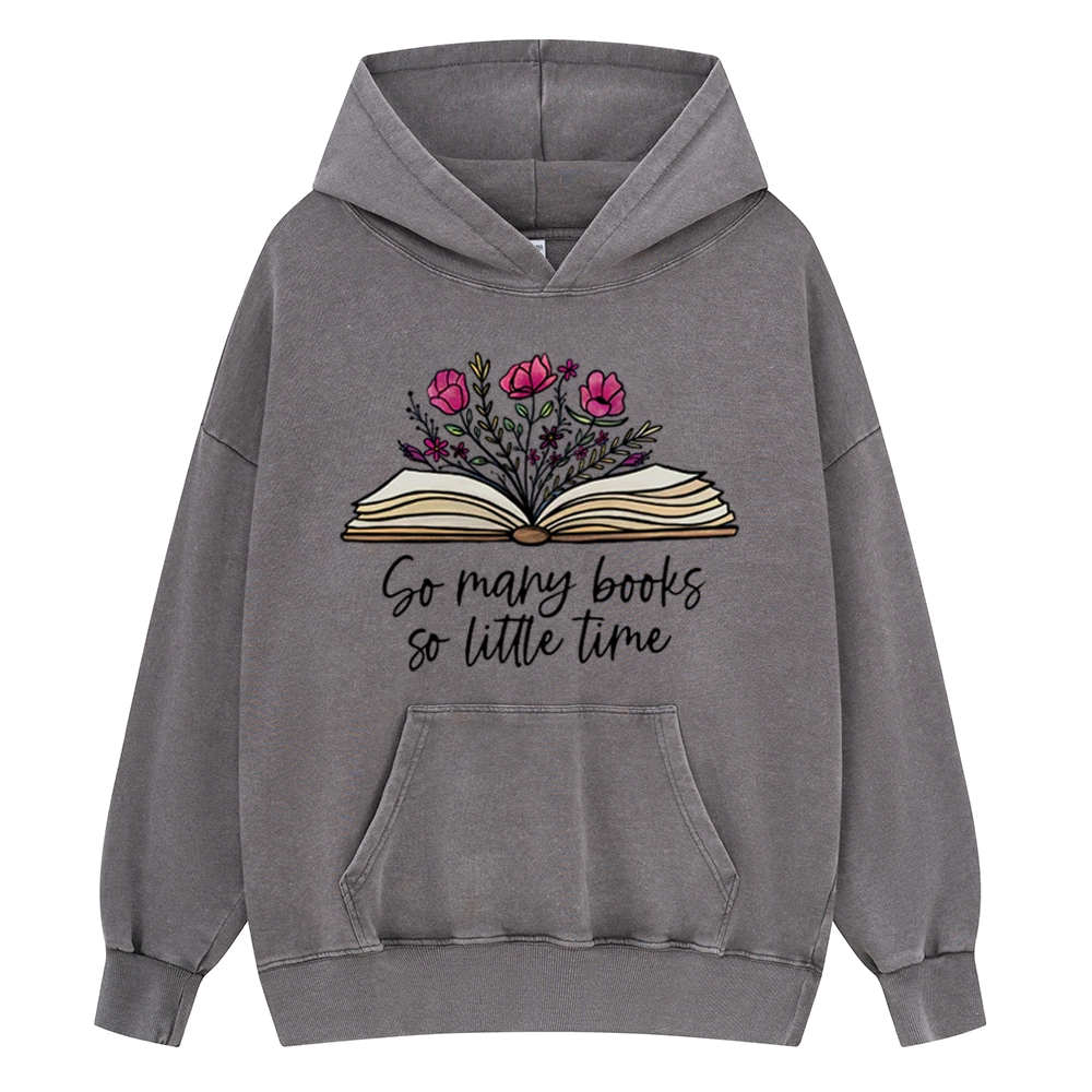 Pagewings So Many Books So Little Time Unisex Washed Hoodie