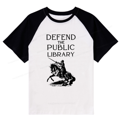 Pagewings Defend The Public Library Raglan T-shirt