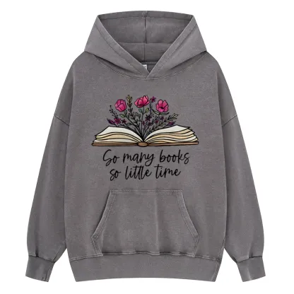 Pagewings So Many Books So Little Time Unisex Washed Hoodie