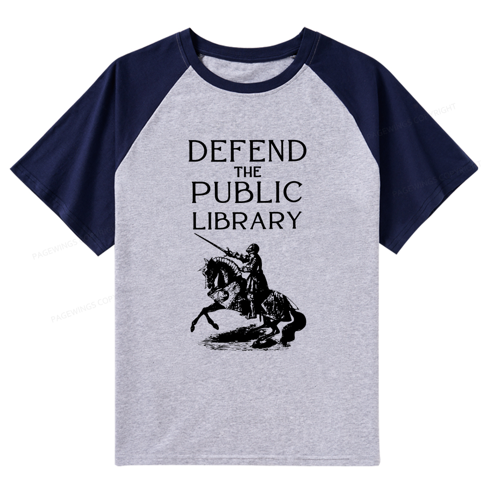 Pagewings Defend The Public Library Raglan T-shirt