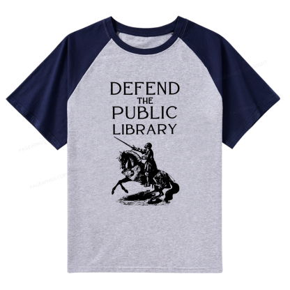 Pagewings Defend The Public Library Raglan T-shirt