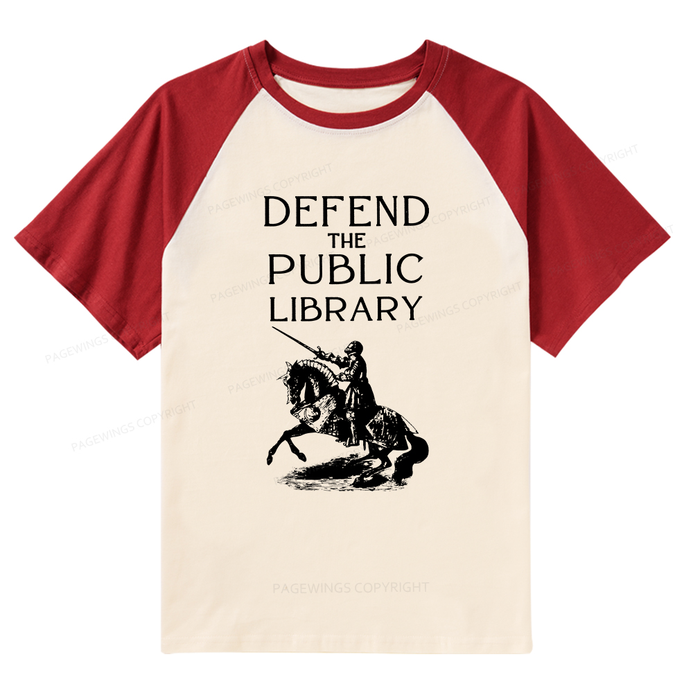 Pagewings Defend The Public Library Raglan T-shirt