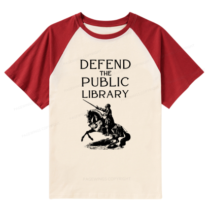 Pagewings Defend The Public Library Raglan T-shirt