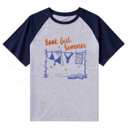 Pagewings Book Girl Summer Bookish Raglan T-shirt