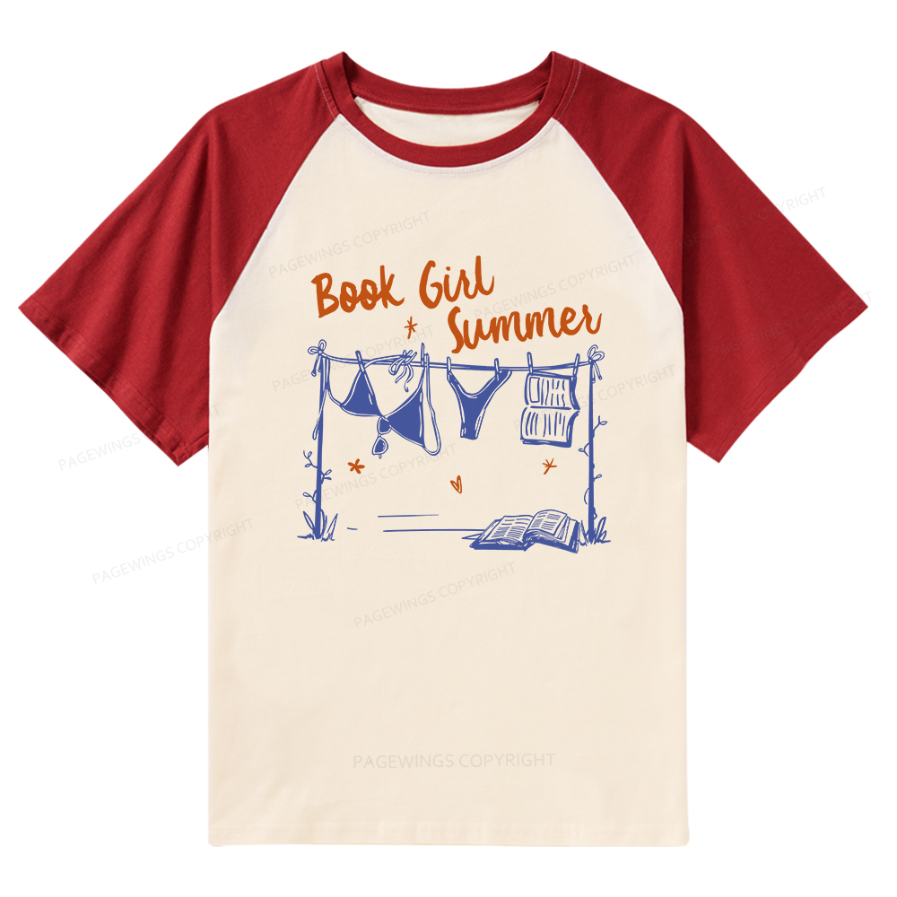 Pagewings Book Girl Summer Bookish Raglan T-shirt