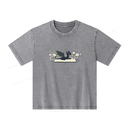 Pagewings Dragon Book Unisex Kids Washed T-shirt