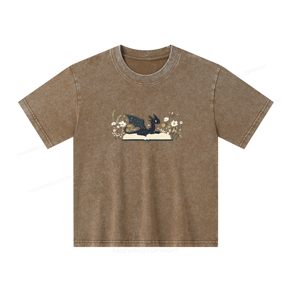 Pagewings Dragon Book Unisex Kids Washed T-shirt