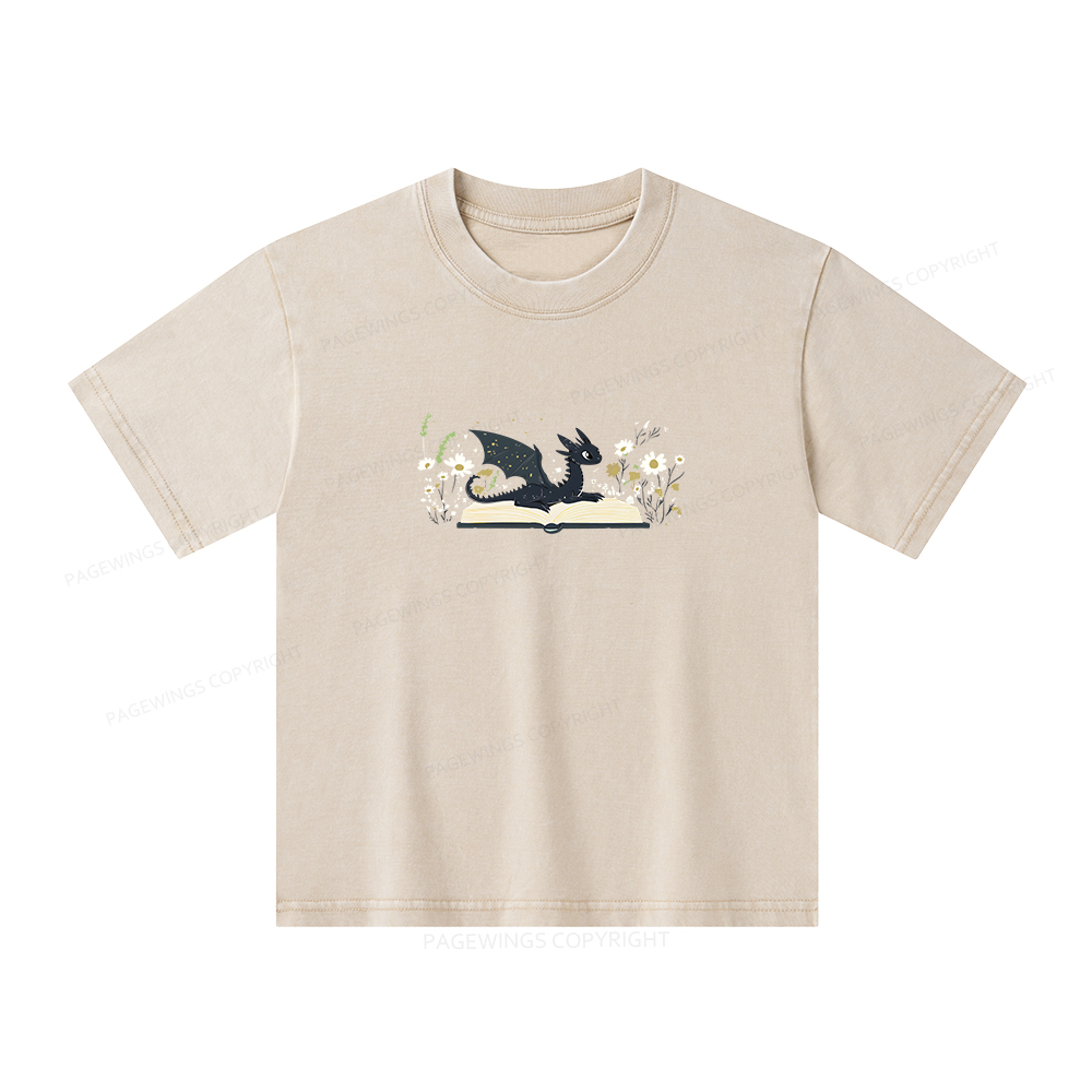 Pagewings Dragon Book Unisex Kids Washed T-shirt