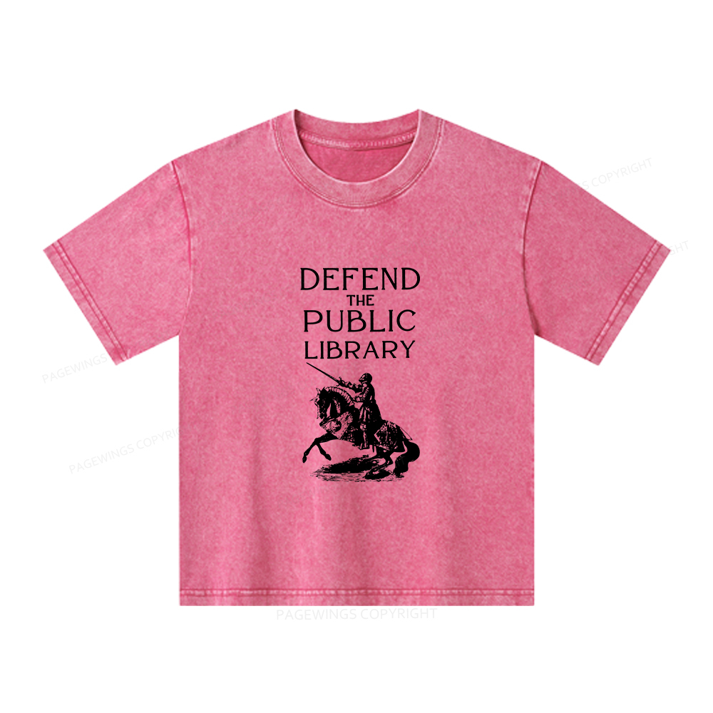 Pagewings Defend The Public Library Unisex Kids Washed T-shirt