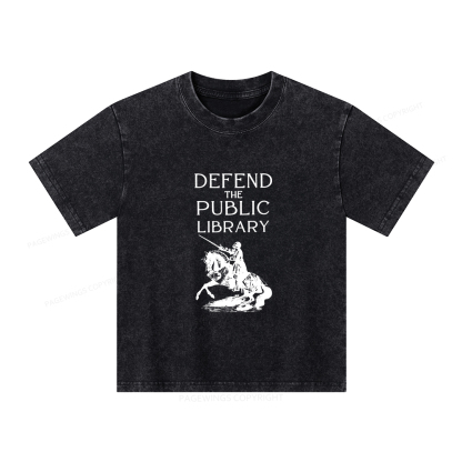 Pagewings Defend The Public Library Unisex Kids Washed T-shirt