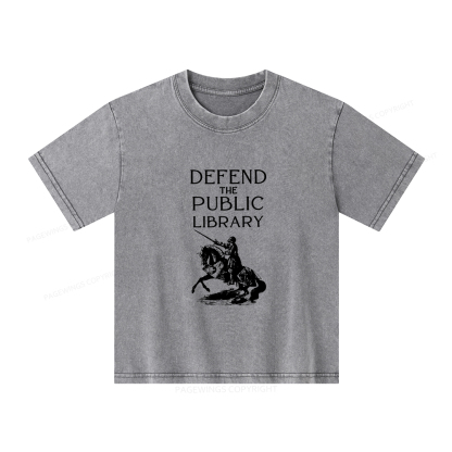 Pagewings Defend The Public Library Unisex Kids Washed T-shirt