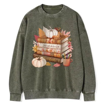 Pagewings Thanksgiving Fall Pumpkin Unisex Washed Sweatshirt