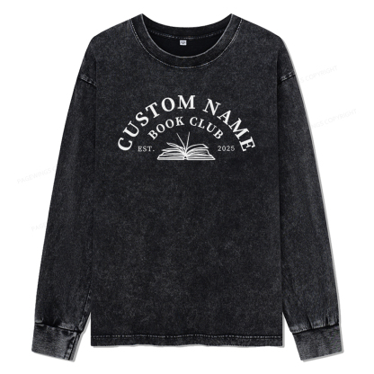 Pagewings Personalized Custom Book Club Unisex Washed Long Sleeve T-shirt