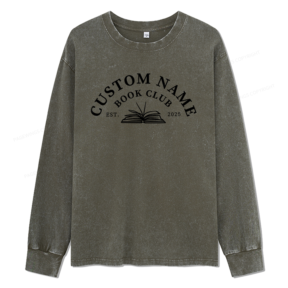 Pagewings Personalized Custom Book Club Unisex Washed Long Sleeve T-shirt