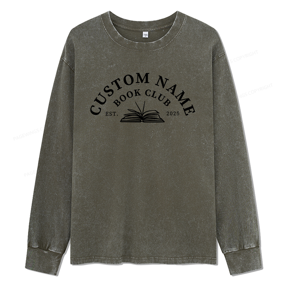 Pagewings Personalized Custom Book Club Unisex Washed Long Sleeve T-shirt
