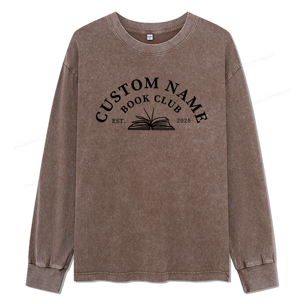 Pagewings Personalized Custom Book Club Unisex Washed Long Sleeve T-shirt