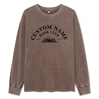 Pagewings Personalized Custom Book Club Unisex Washed Long Sleeve T-shirt